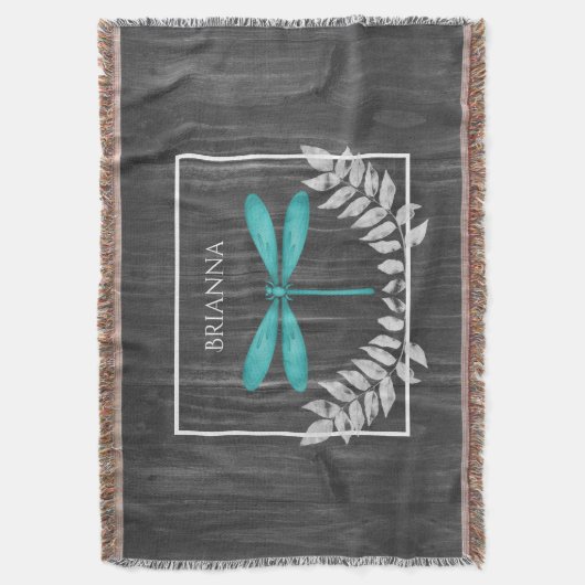 Aquamarine Libelle Rustikale Personalisierte Kehlk Decke (Vorderseite Vertikal)