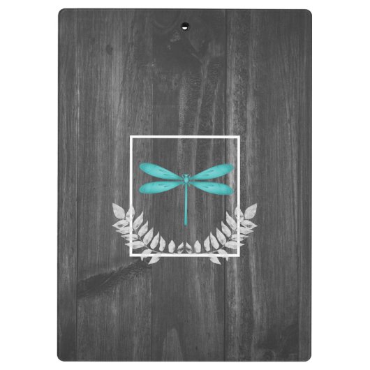 Aquamarine Libelle Rustikale Zwischenablage Klemmbrett (Rückseite)