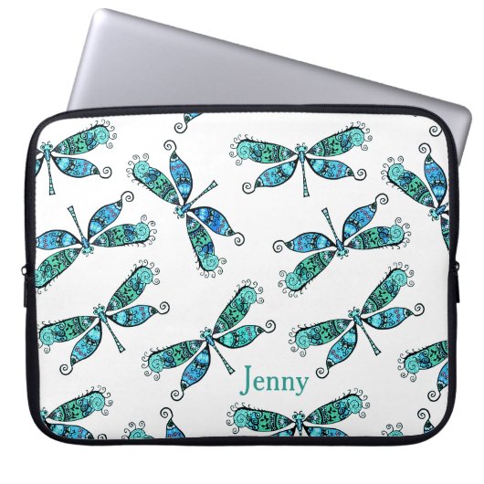 Aquamarine Libellen Laptopschutzhülle (Vorderseite)