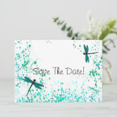 Aquamarine Libellen Save the Date (Stehend Vorderseite)