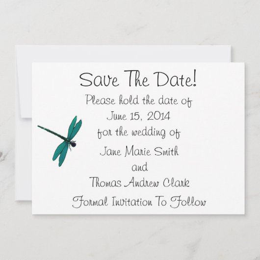 Aquamarine Libellen Save the Date (Rückseite)