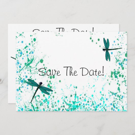 Aquamarine Libellen Save the Date (Vorne/Hinten)