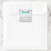 Aquamarine Libellenfliege Save the Date Stickers (Tasche)