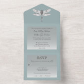 Aquamarine Libellenhochzeit All In One Einladung (Innen Boden)