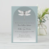 Aquamarine Libellenhochzeit Einladung (Stehend Vorderseite)