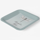 Aquamarine Libellenhochzeit Pappteller (Gewinkelt)