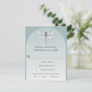 Aquamarine Libellenhochzeit RSVP Karte