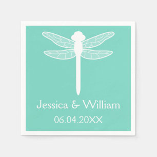 Aquamarine Libellenhochzeit Serviette