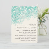 Aquamarine Lichtdusche | Rustikale Hochzeitseinlad Einladung (Stehend Vorderseite)