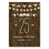 Aquamarine Lichterfolge Rustikale Hochzeitsstimmun Tischnummer (Vorderseite)