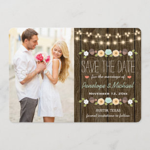 Aquamarine Lichtreihe Rustikal Save the Date