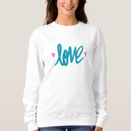 Aquamarine Liebe Design mit rosa Herzen Sweatshirt (Vorderseite)