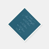 Aquamarine Liebe-Geschichte Elegante Script-Hochze Serviette (Ecke)