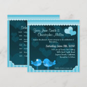 Aquamarine Liebesvögel Hochzeitseinladung Einladung (Vorne/Hinten)