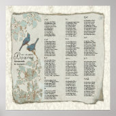 Aquamarine Liebesvögel Hochzeitstabelle Poster (Vorne)