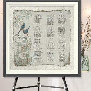 Aquamarine Liebesvögel Hochzeitstabelle Poster