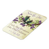 Aquamarine Liebesvögel Lila Kirschblüten Magnet (Linke Seite)