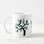 Aquamarine Liebesvögel Sakura Kirschbaum und Blüte Kaffeetasse (Links)