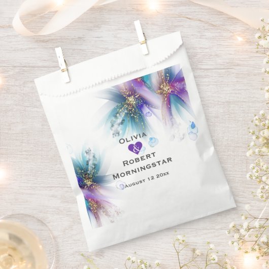 Aquamarine Lila Abstrakte Blume Geschenktütchen (Ausgeschnitten)