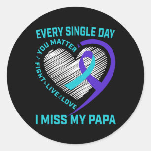 Aquamarine Lila Band Sie Problem Papa Suicide Awar Runder Aufkleber