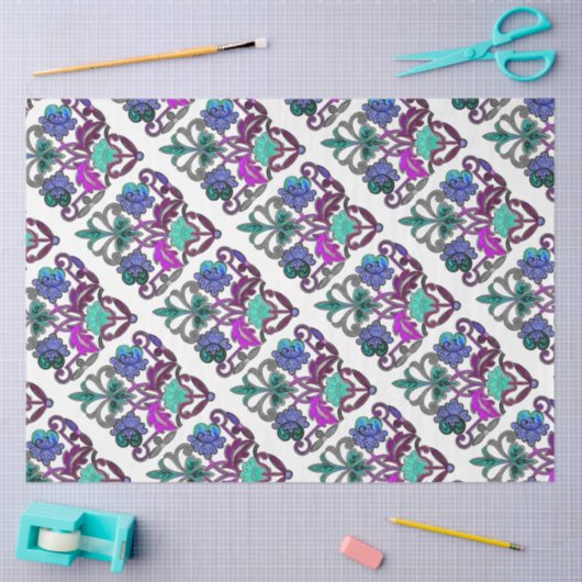 AQUAMARINE LILA BLAU GRÜNE BLUME SEIDENPAPIER (Basteln)