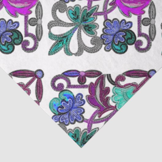 AQUAMARINE LILA BLAU GRÜNE BLUME SEIDENPAPIER (Ausschnitt)