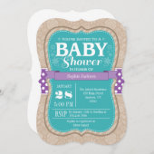 Aquamarine Lila Blütendusche Blume Einladung (Vorne/Hinten)