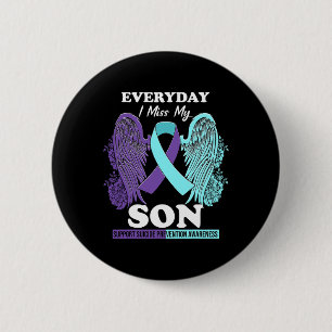 Aquamarine Lila Frau Miss Liebe Son Suizidpräventi Button
