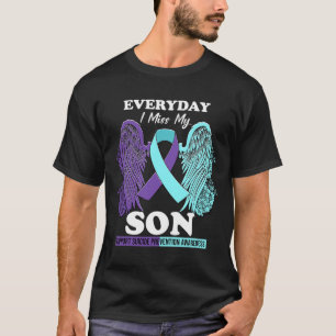 Aquamarine Lila Frau Miss Liebe Son Suizidpräventi T-Shirt