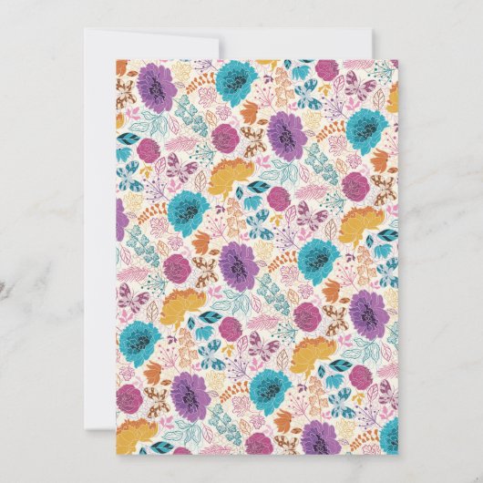 Aquamarine Lila-Gelbe Frühlingspartei Einladung (Rückseite)