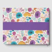 Aquamarine Lila Gelbfrühlingssonne Blume Hochzeit Gästebuch (Rückseite)