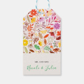 Aquamarine Lila Gelbfrühlingssonne Blume Hochzeit Geschenkanhänger (Rückseite)