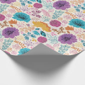 Aquamarine Lila Gelbfrühlingssonne Blume Hochzeit Geschenkpapier (Ecke)