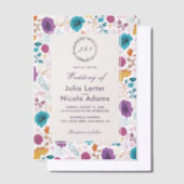 Aquamarine Lila Gelbfrühlingssonne Blume Hochzeit Pergament Einladungen (Versetzt)