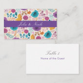 Aquamarine Lila Gelbfrühlingssonne Blume Hochzeit Platzkarte (Vorne/Hinten)