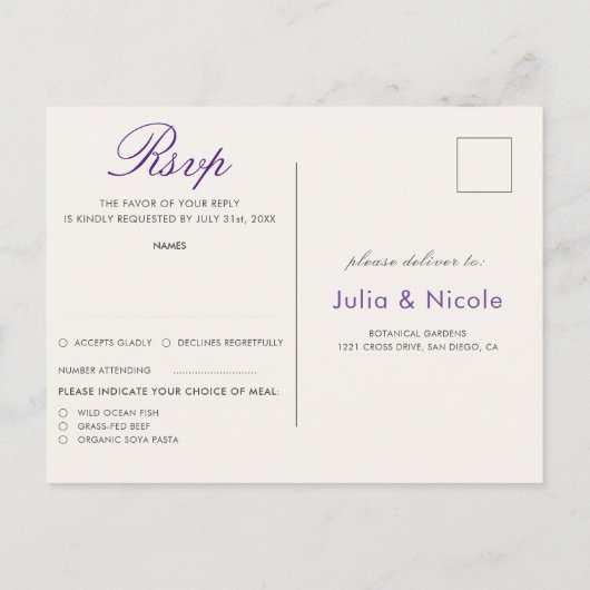 Aquamarine Lila Gelbfrühlingswiese-Blume Postkarte (Rückseite)