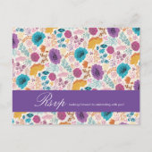 Aquamarine Lila Gelbfrühlingswiese-Blume Postkarte (Vorderseite)