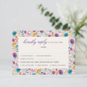 Aquamarine Lila Gelbfrühlingswiese-Blume RSVP Karte (Stehend Vorderseite)