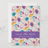 Aquamarine Lila Gelbfrühlingswiese-Blume Save The Date (Rückseite)