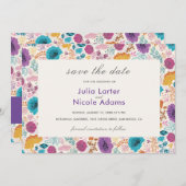 Aquamarine Lila Gelbfrühlingswiese-Blume Save The Date (Vorne/Hinten)