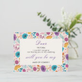 Aquamarine Lila Gelbfrühlingswiese Menükarte (Stehend Vorderseite)