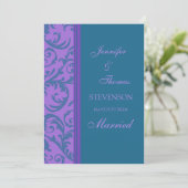 Aquamarine Lila, nur verheiratete Ankündigungskart Ankündigung (Stehend Vorderseite)
