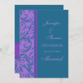 Aquamarine Lila, nur verheiratete Ankündigungskart Ankündigung (Vorne/Hinten)