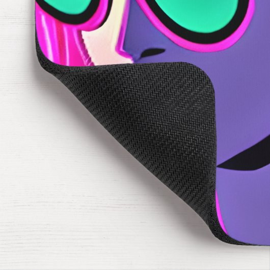 Aquamarine, Lila, pink-psychedelische Lady in Kopf Mousepad (Ecke)