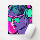 Aquamarine, Lila, pink-psychedelische Lady in Kopf Mousepad (Mit Mouse)