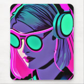 Aquamarine, Lila, pink-psychedelische Lady in Kopf Mousepad (Vorne)