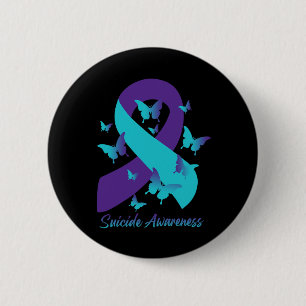 Aquamarine Lila Ribbon-Schmetterlinge Suizidpräven Button