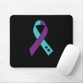 Aquamarine Lila Ribbon Semicolon Suizidprävention Mousepad (Mit Mouse)