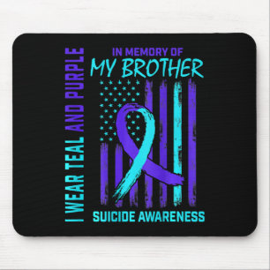 Aquamarine Lila Ribbon Suicide Aufklärung Fahne I Mousepad