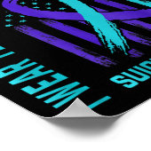 Aquamarine Lila Ribbon Suicide Awareness Flag Neph Poster (Ecke)